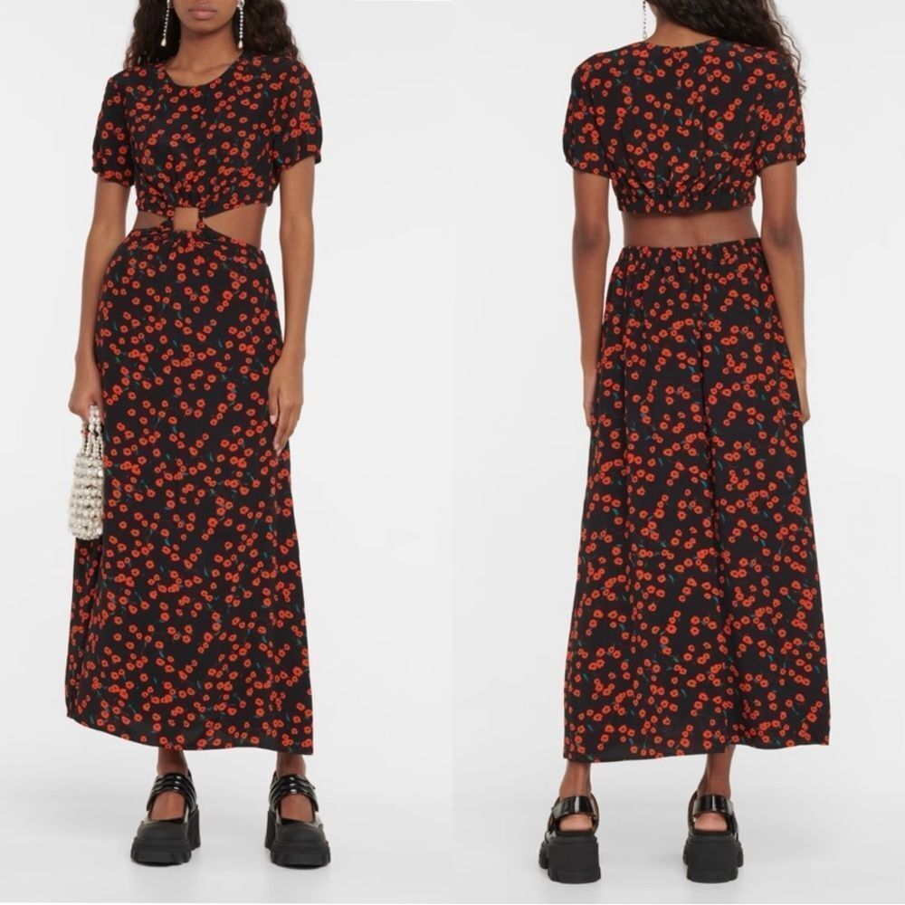 NWT STAUD Calypso floral cutout dress in Poppy Field